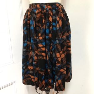 Wool blend print full skirt